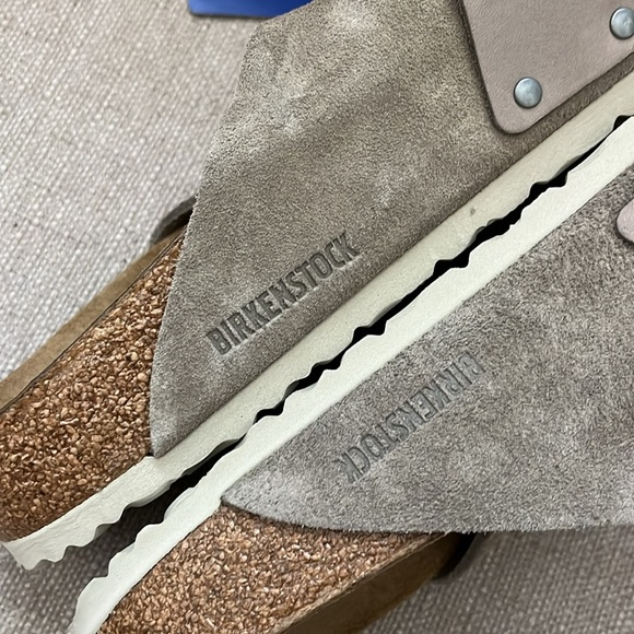 NEW Birkenstock KYOTO TOUCH-STRAP LEATHER SANDALS IN GRAY TAUPE Size 45 / 12 - Picture 6 of 7